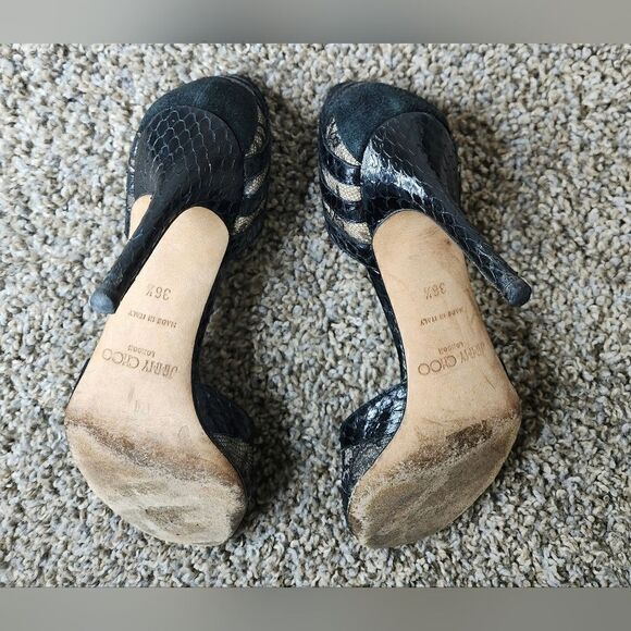 Jimmy Choo snakeskin lace heel sandals size 36.5 - Picture 5 of 10